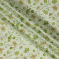 Light Green Cotton Linen Fabric with Green Floral Print – 110 cm Width-D21561