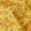 Yellow Floral Cotton Lawn Fabric with Intricate Traditional Motifs – 110 Cms Wide-D21562