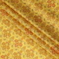 Yellow Floral Cotton Lawn Fabric with Intricate Traditional Motifs – 110 Cms Wide-D21562