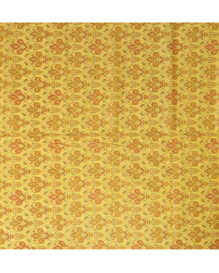 Yellow Floral Cotton Lawn Fabric with Intricate Traditional Motifs – 110 Cms Wide-D21562