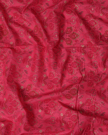 Red Floral Cotton Lawn Fabric with Traditional Indian Motifs – 110 Cms Wide-D21563