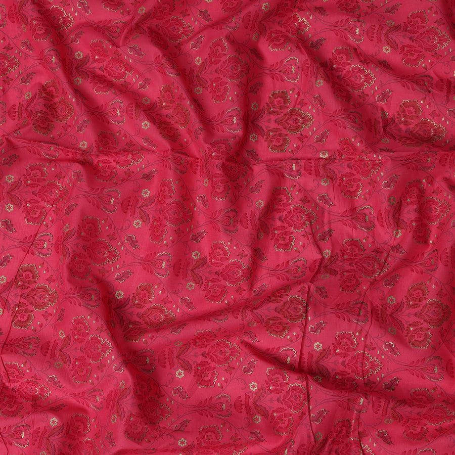 Red Floral Cotton Lawn Fabric with Traditional Indian Motifs – 110 Cms Wide-D21563