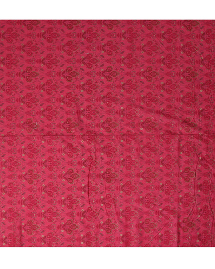 Red Floral Cotton Lawn Fabric with Traditional Indian Motifs – 110 Cms Wide-D21563