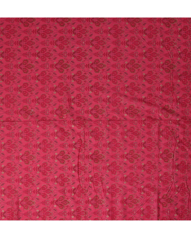 Red Floral Cotton Lawn Fabric with Traditional Indian Motifs – 110 Cms Wide-D21563