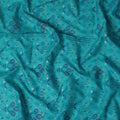 Turquoise Floral Cotton Lawn Fabric with Indian Traditional Patterns – 110 Cms Wide-D21564
