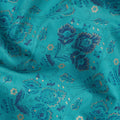 Turquoise Floral Cotton Lawn Fabric with Indian Traditional Patterns – 110 Cms Wide-D21564