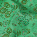 Green Cotton Lawn Fabric with Elegant Floral Motifs – 110 Cms Wide-D21565