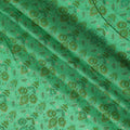 Green Cotton Lawn Fabric with Elegant Floral Motifs – 110 Cms Wide-D21565