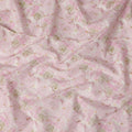 Pink Cotton Linen Fabric with Floral Print and Gold Highlights – 110 Cms Wide-D21566