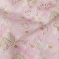 Pink Cotton Linen Fabric with Floral Print and Gold Highlights – 110 Cms Wide-D21566