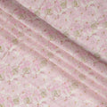 Pink Cotton Linen Fabric with Floral Print and Gold Highlights – 110 Cms Wide-D21566