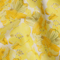 قماش كتان قطني أصفر بطبعة زهور جريئة – عرض 110 سم - D21567