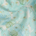 Mint Blue Floral Print Cotton Linen Fabric, 110 cm Width-D21568