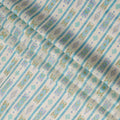 White Cotton Lawn Fabric with Blue and Green Geometric Pattern – 110 Cms Wide-D21572