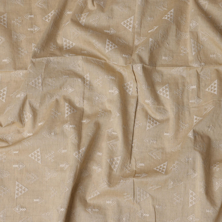 Beige Cotton Voile Embroidery Fabric with Geometric Pattern – 110 cm Width-D21573