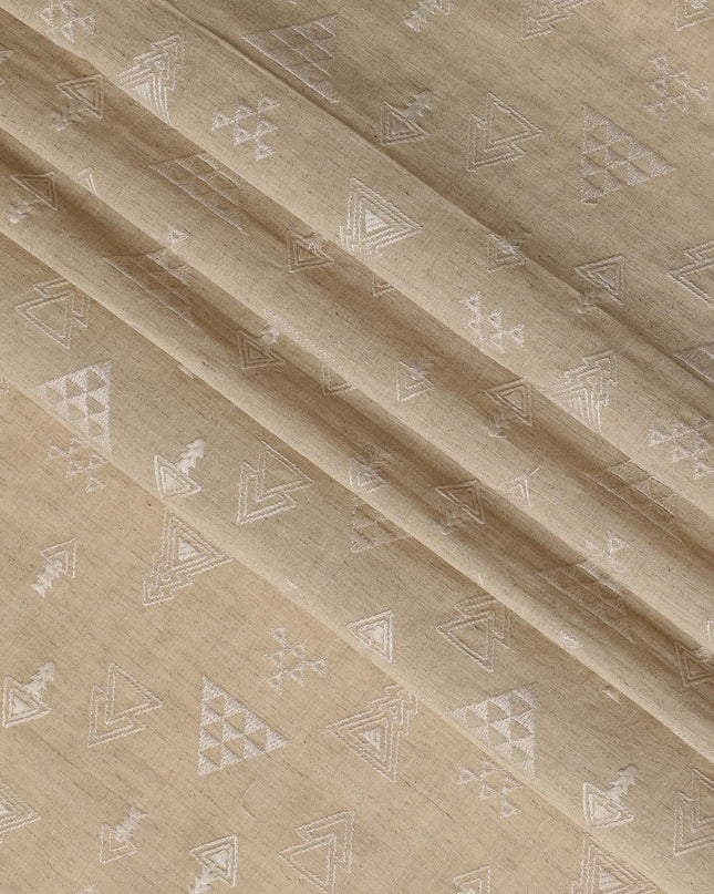 Beige Cotton Voile Embroidery Fabric with Geometric Pattern – 110 cm Width-D21573