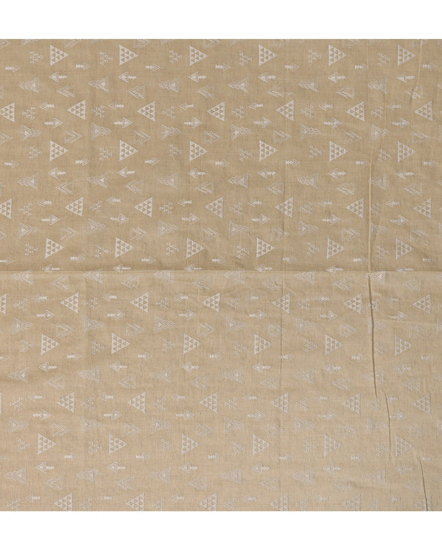 Beige Cotton Voile Embroidery Fabric with Geometric Pattern – 110 cm Width-D21573