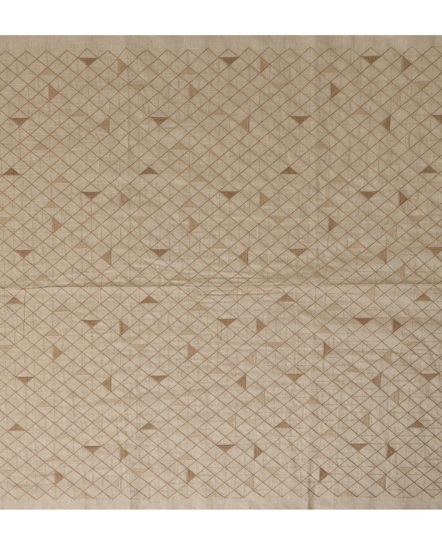 Beige Cotton Voile Embroidery Fabric with Triangle Grid Design – 110 cm Width-D21574