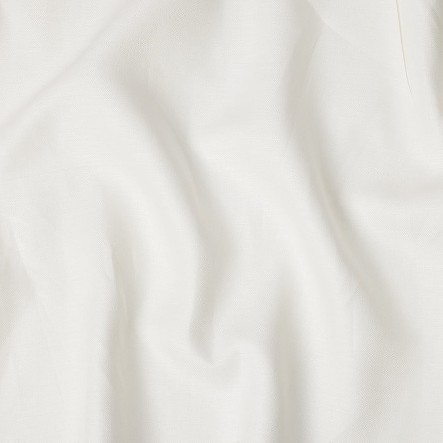 White Pure Thick Linen Fabric or Jacketing and Trousers with Subtle Herringbone Design, 150 cm Width