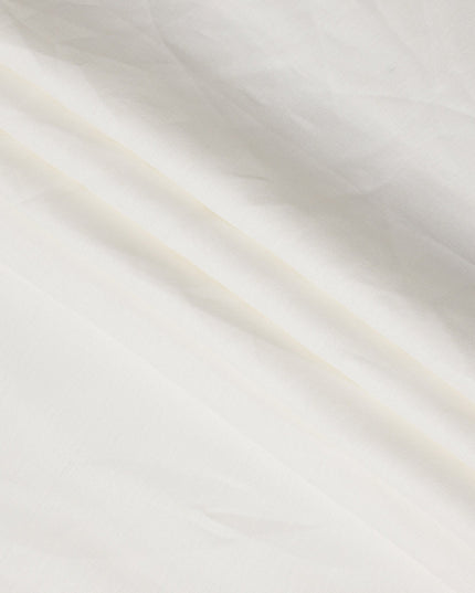 White Pure Thick Linen Fabric with Subtle Herringbone Design, 150 cm Width