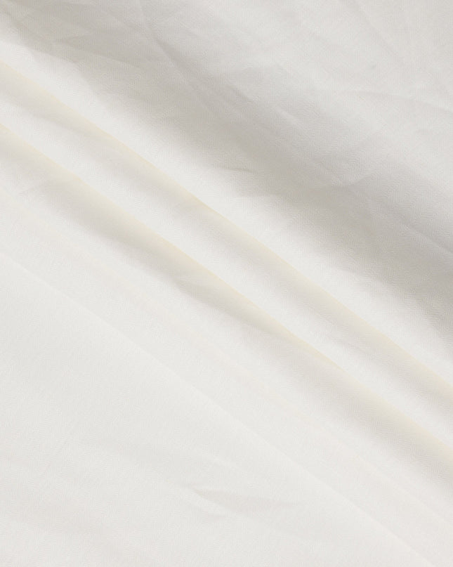 White Pure Linen Fabric with Subtle Herringbone Design, 60 Lea, 150 cm Width