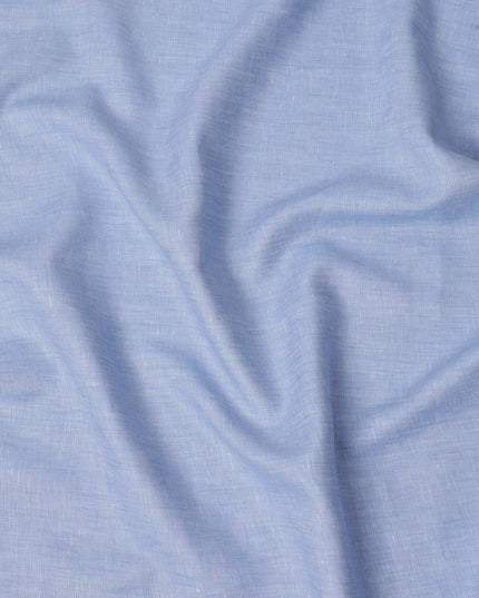 Light Blue Pure Linen Fabric with Natural Textured Finish, 60 Lea, 150 cm Width