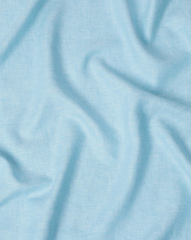 Sky Blue Pure Linen Fabric with Smooth Textured Finish, 60 Lea, 150 cm Width