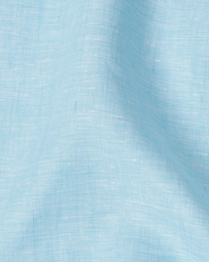 Sky Blue Pure Linen Fabric with Smooth Textured Finish, 60 Lea, 150 cm Width