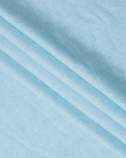 Sky Blue Pure Linen Fabric with Smooth Textured Finish, 60 Lea, 150 cm Width