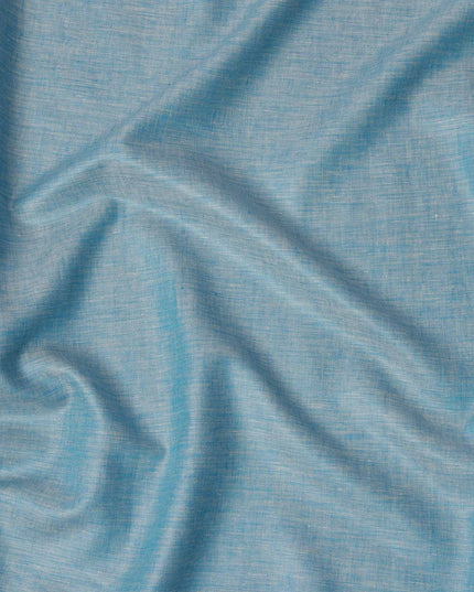 Teal Blue Pure Linen Fabric with Rustic Textured Finish, 60 Lea, 150 cm Width