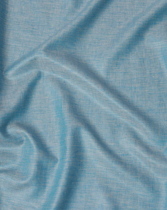 Teal Blue Pure Linen Fabric with Rustic Textured Finish, 60 Lea, 150 cm Width