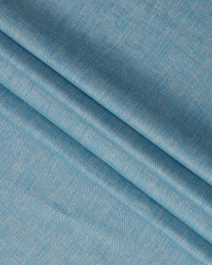 Teal Blue Pure Linen Fabric with Rustic Textured Finish, 60 Lea, 150 cm Width