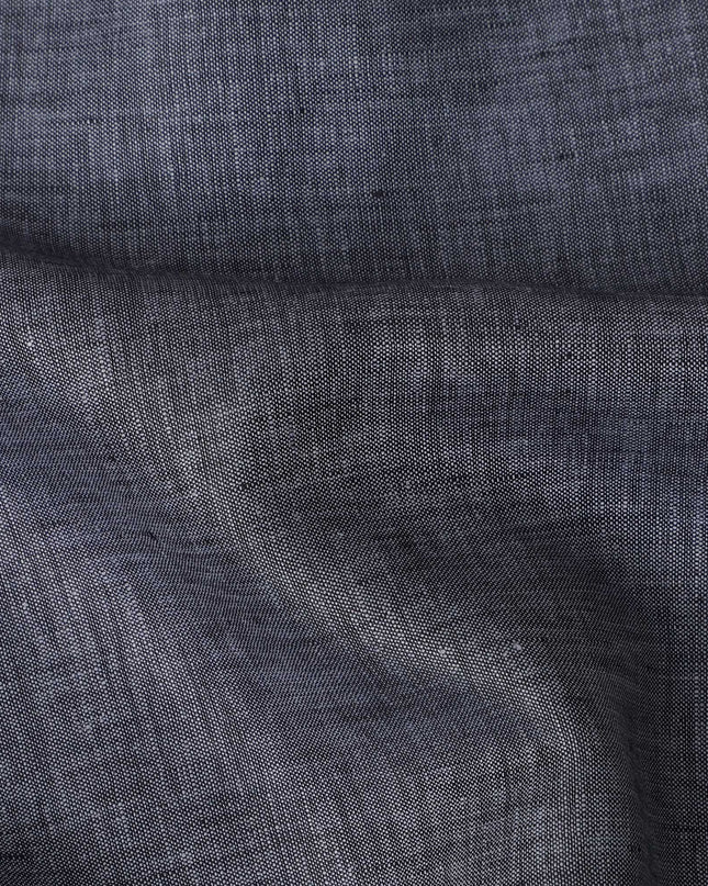 Charcoal Grey Pure Linen Fabric with Textured Finish, 60 Lea, 150 cm Width