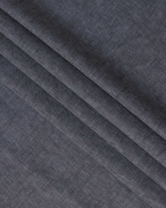 Charcoal Grey Pure Linen Fabric with Textured Finish, 60 Lea, 150 cm Width