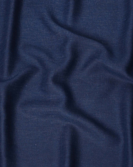 Navy Blue Pure Linen Fabric with Smooth Textured Finish, 60 Lea, 150 cm Width