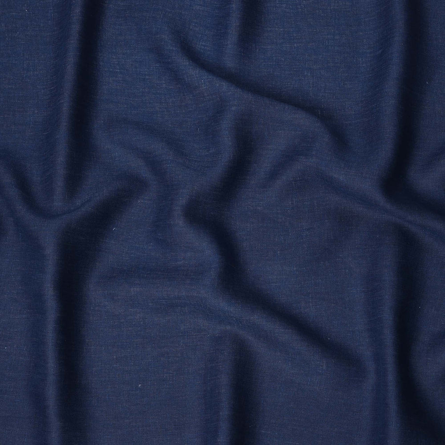 قماش كتان نقي باللون الأزرق الداكن مع لمسة نهائية ناعمة الملمس، 60 ليا، عرض 150 سم - D21656