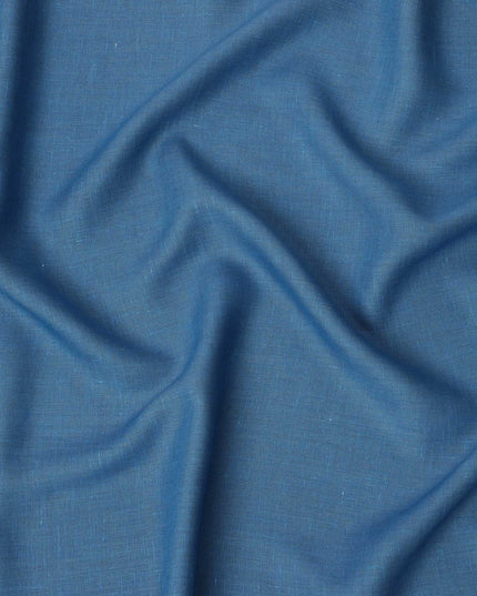 Denim Blue Pure Linen Fabric with Textured Finish, 60 Lea, 150 cm Width