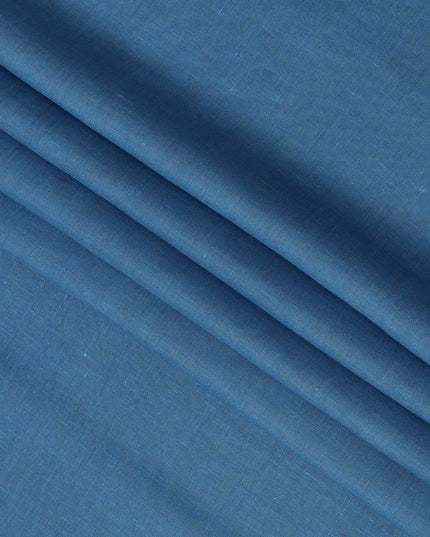 Denim Blue Pure Linen Fabric with Textured Finish, 60 Lea, 150 cm Width