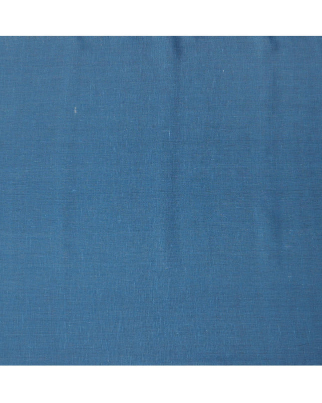 Denim Blue Pure Linen Fabric with Textured Finish, 60 Lea, 150 cm Width