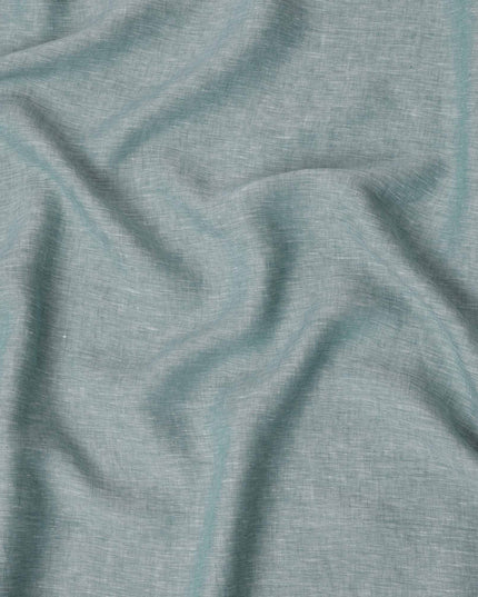 Sea Green Pure Linen Fabric with Textured Finish, 60 Lea, 150 cm Width