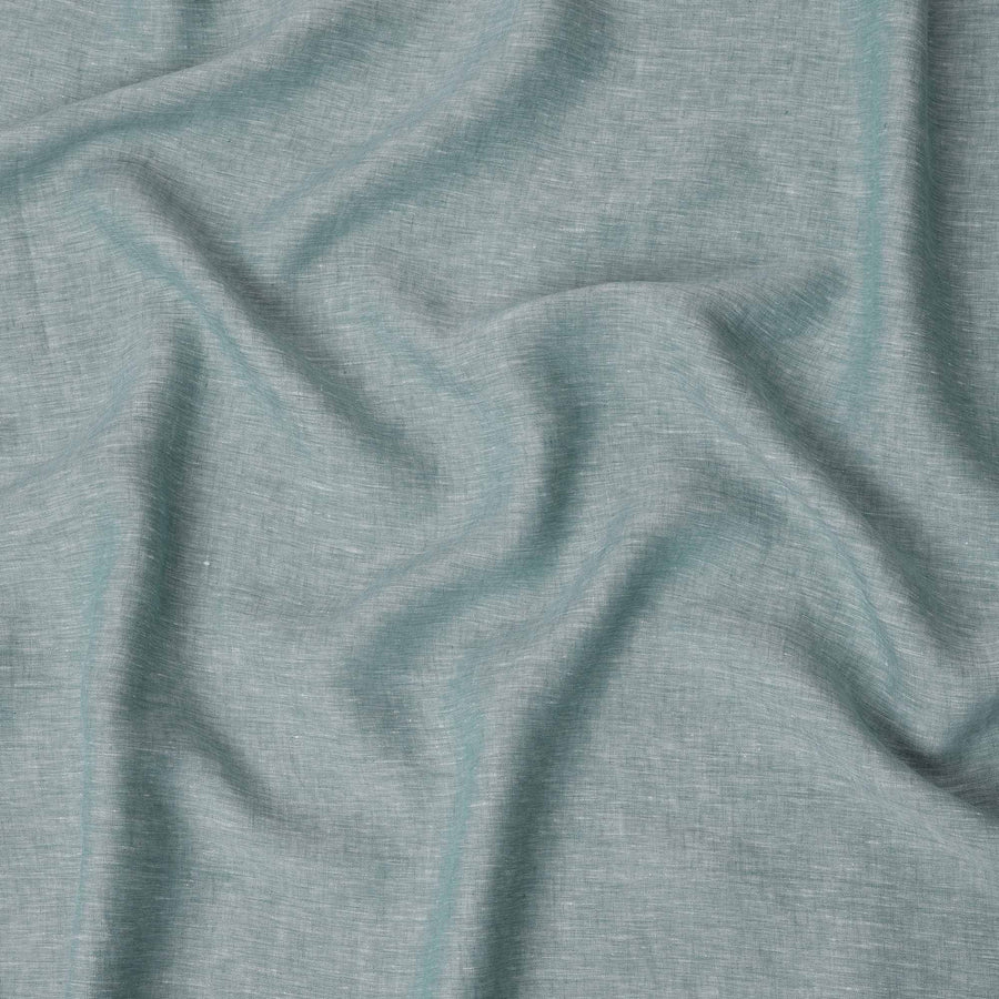 قماش كتان نقي باللون الأخضر البحري مع لمسة نهائية محببة، 60 ليا، عرض 150 سم - D21660