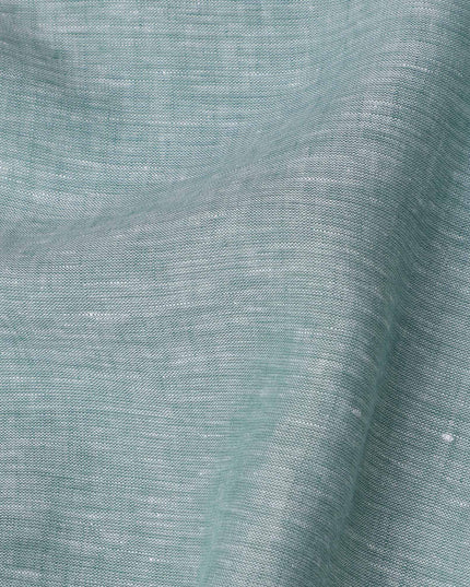 Sea Green Pure Linen Fabric with Textured Finish, 60 Lea, 150 cm Width