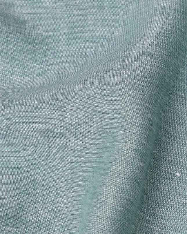 Sea Green Pure Linen Fabric with Textured Finish, 60 Lea, 150 cm Width