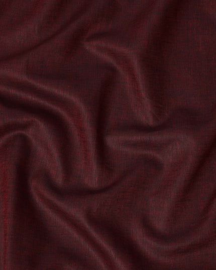 Maroon Pure Linen Fabric with Textured Finish, 60 Lea, 150 cm Width