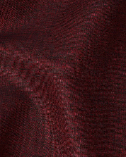 Maroon Pure Linen Fabric with Textured Finish, 60 Lea, 150 cm Width