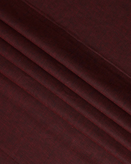 Maroon Pure Linen Fabric with Textured Finish, 60 Lea, 150 cm Width