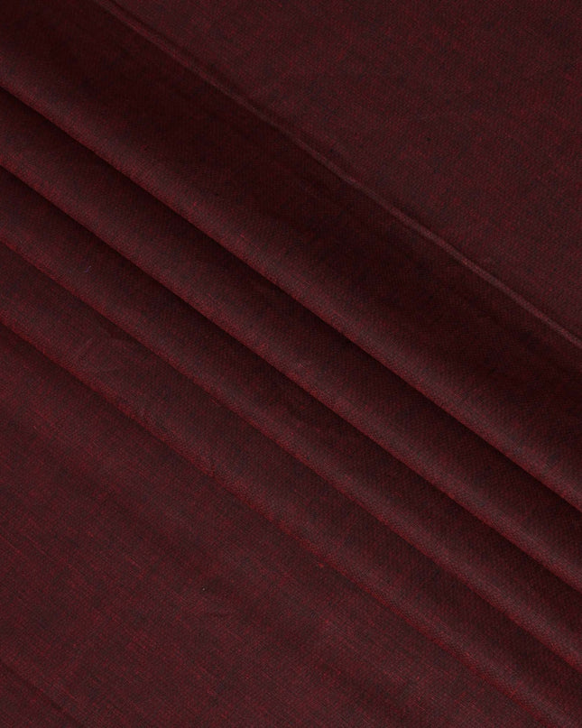 Maroon Pure Linen Fabric with Textured Finish, 60 Lea, 150 cm Width