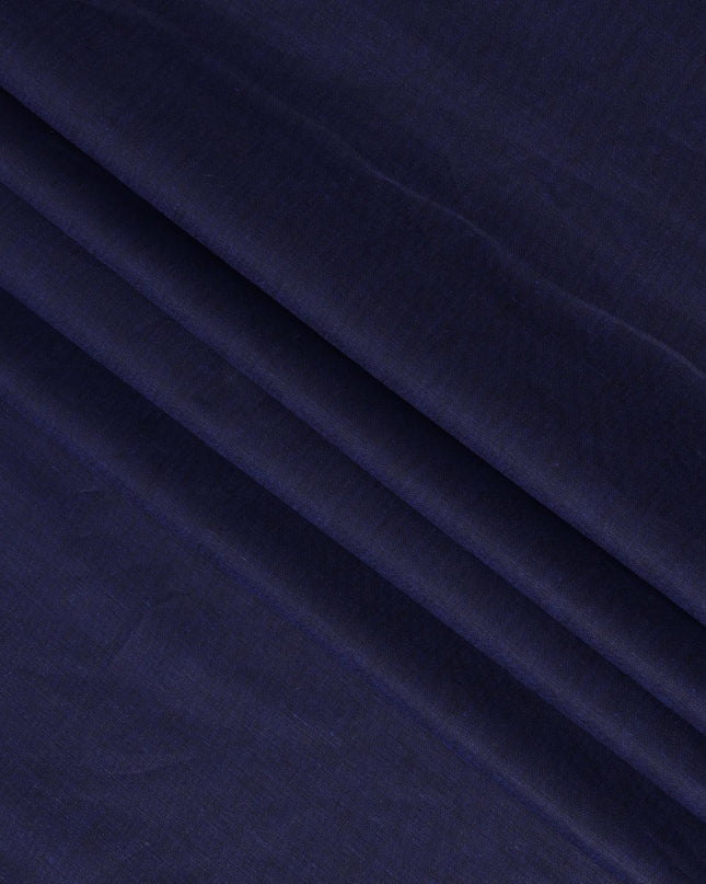 Deep Blue Pure Linen Fabric with Textured Finish, 60 Lea, 150 cm Width