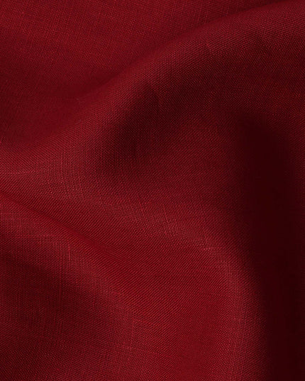 Red Pure Linen Fabric with Smooth Textured Finish, 60 Lea, 150 cm Width