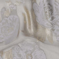 Grey French Silk Chiffon Fabric with Metallic Gold and Silver Floral Design, 110 cm Wide-D21670